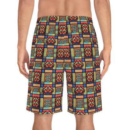 Men's Board Shorts, (AOP), Cancer, Zodiac, Shape Pattern
