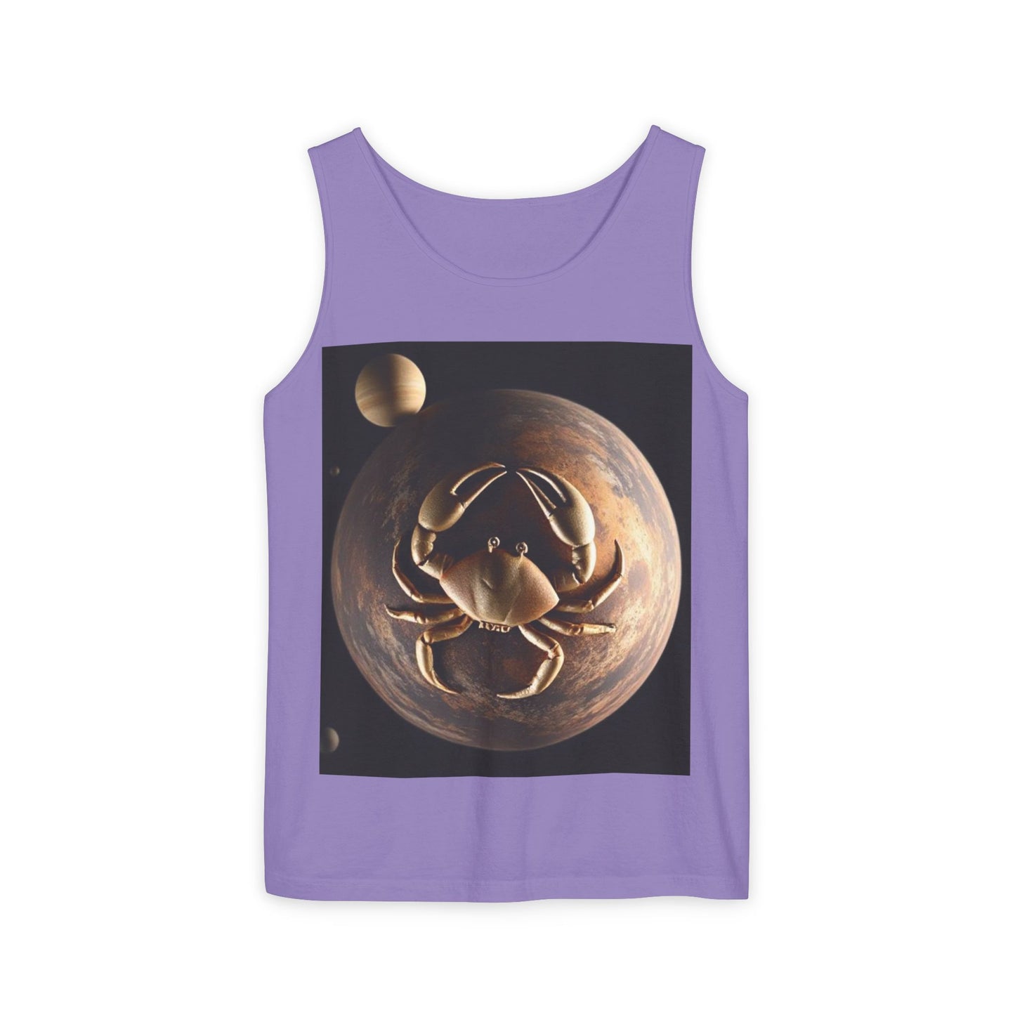 Unisex Garment-Dyed, Tank Top, Cancer Design, Planet Crab v1, 100% US cotton