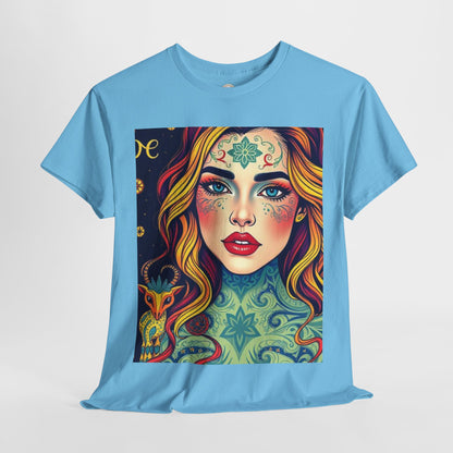Unisex Heavy Cotton T-Shirt, Aquarius, Zodiac v2, Sexy Art