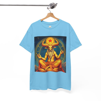 Unisex Heavy Cotton T-Shirt, Meditating Bull, Taurus Zodiac Design