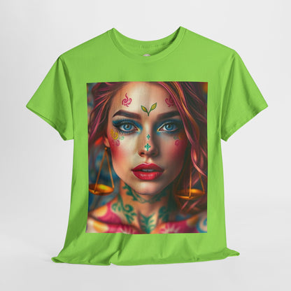 Unisex Heavy Cotton T-Shirt, Libra, Zodiac v1, Sexy Art