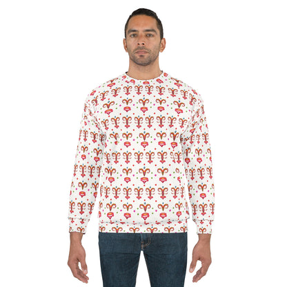 Unisex Sweatshirt (AOP), Aries, Zodiac v2, Jewel Pattern