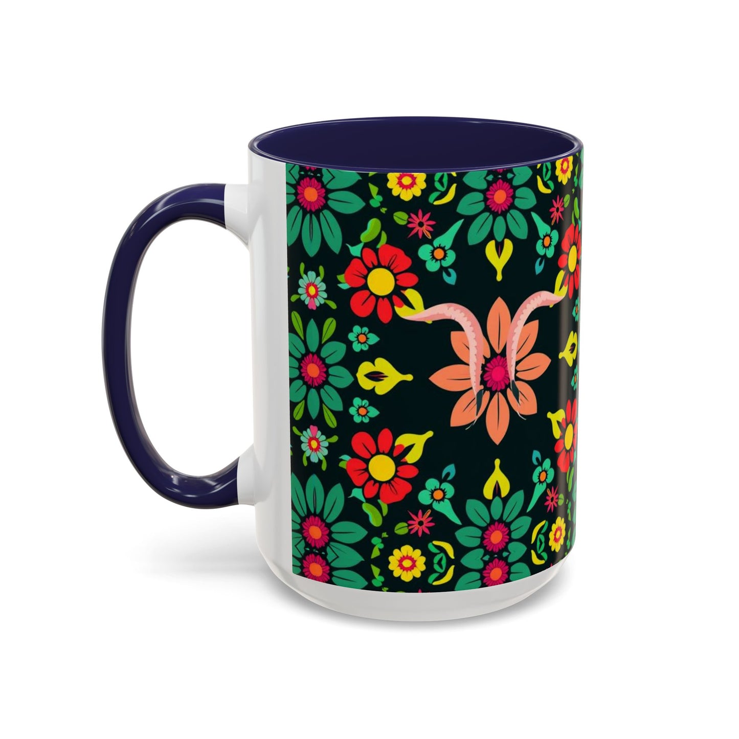 Accent Coffee Mug, Aquarius, Zodiac v4, Flower Pattern, (11, 15oz)