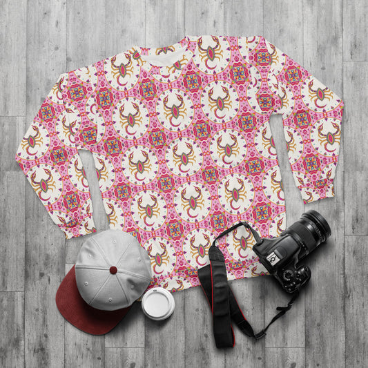 Unisex Sweatshirt (AOP), Scorpio, Zodiac v1, Jewel Pattern