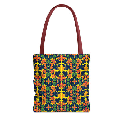 Tote Bag, (AOP), Libra, Zodiac v3, Flower Pattern