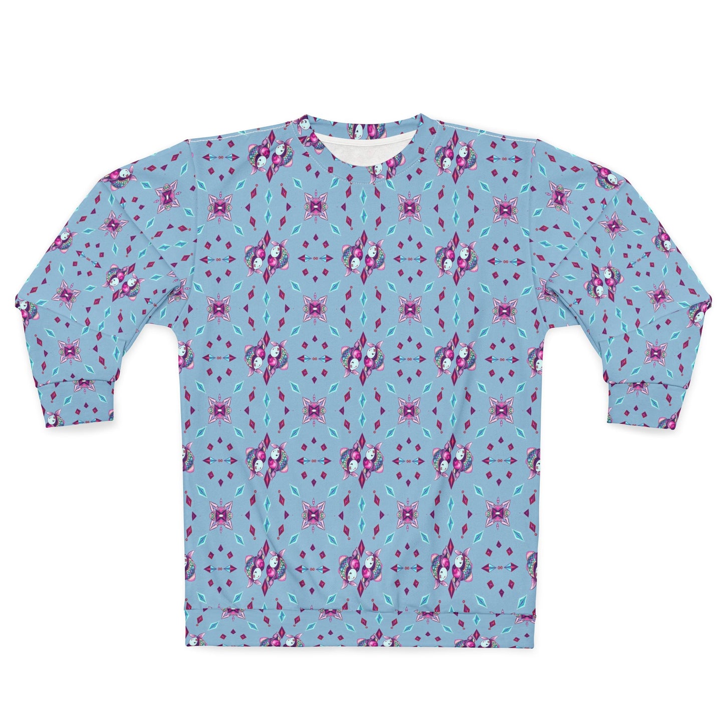 Unisex Sweatshirt (AOP), Pisces, Zodiac v3, Jewel Pattern