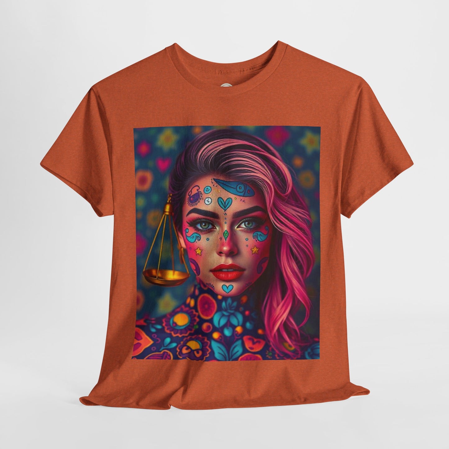 Unisex Heavy Cotton T-Shirt, Libra, Zodiac v2, Sexy Art