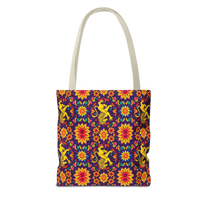 Tote Bag, (AOP), Leo, Zodiac v6, Flower Pattern