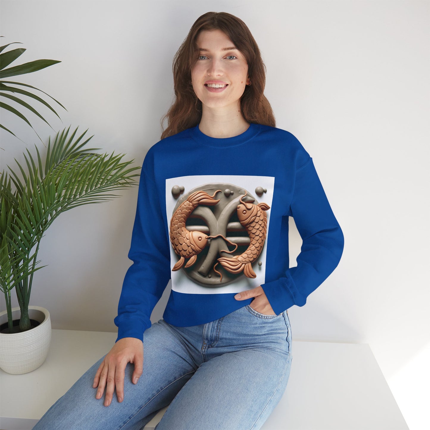 Unisex Heavy Blend™ Crewneck Sweatshirt,Two Fishes  Pisces Zodiac Design