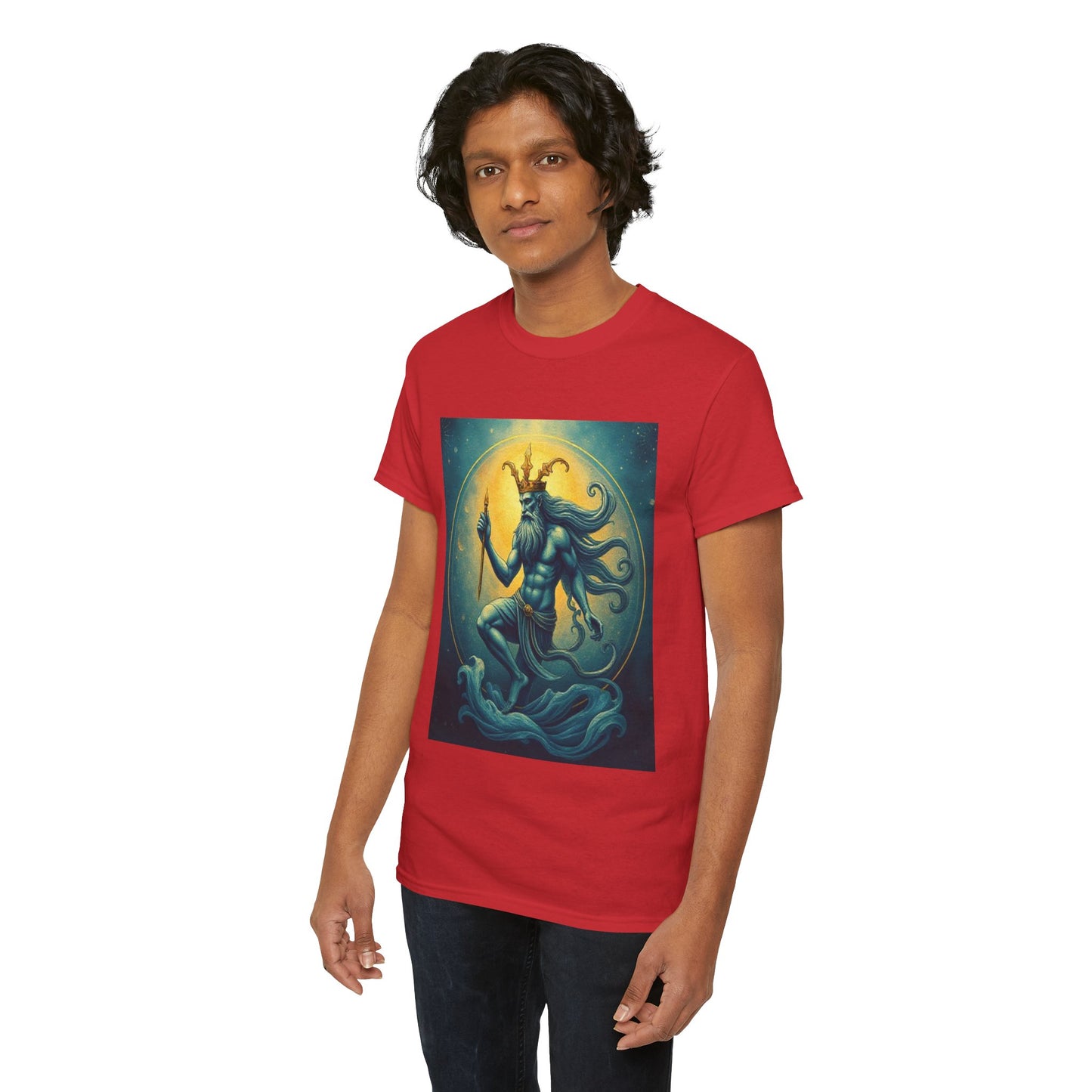 Unisex Heavy Cotton T-Shirt, Aquarius God, Zodiac Design