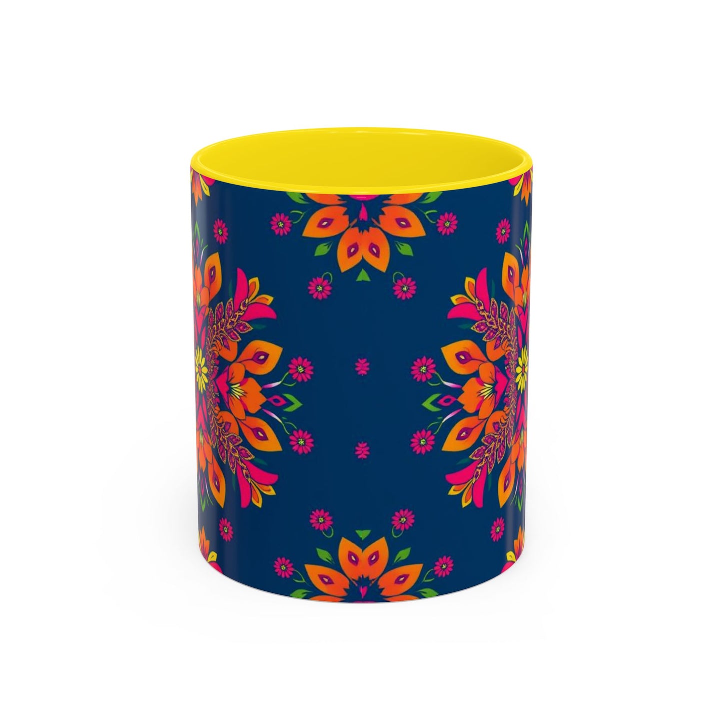 Accent Coffee Mug, Gemini, Zodiac v2, Flower Pattern, (11, 15oz)