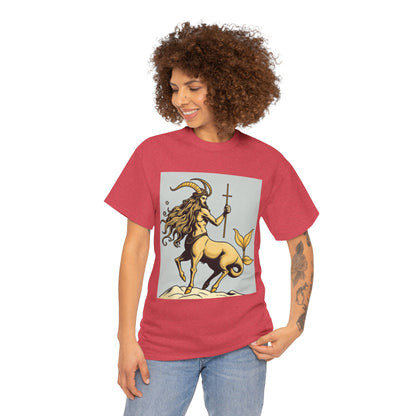 Unisex Heavy Cotton T-Shirt, Capricorn God v2, Zodiac Design