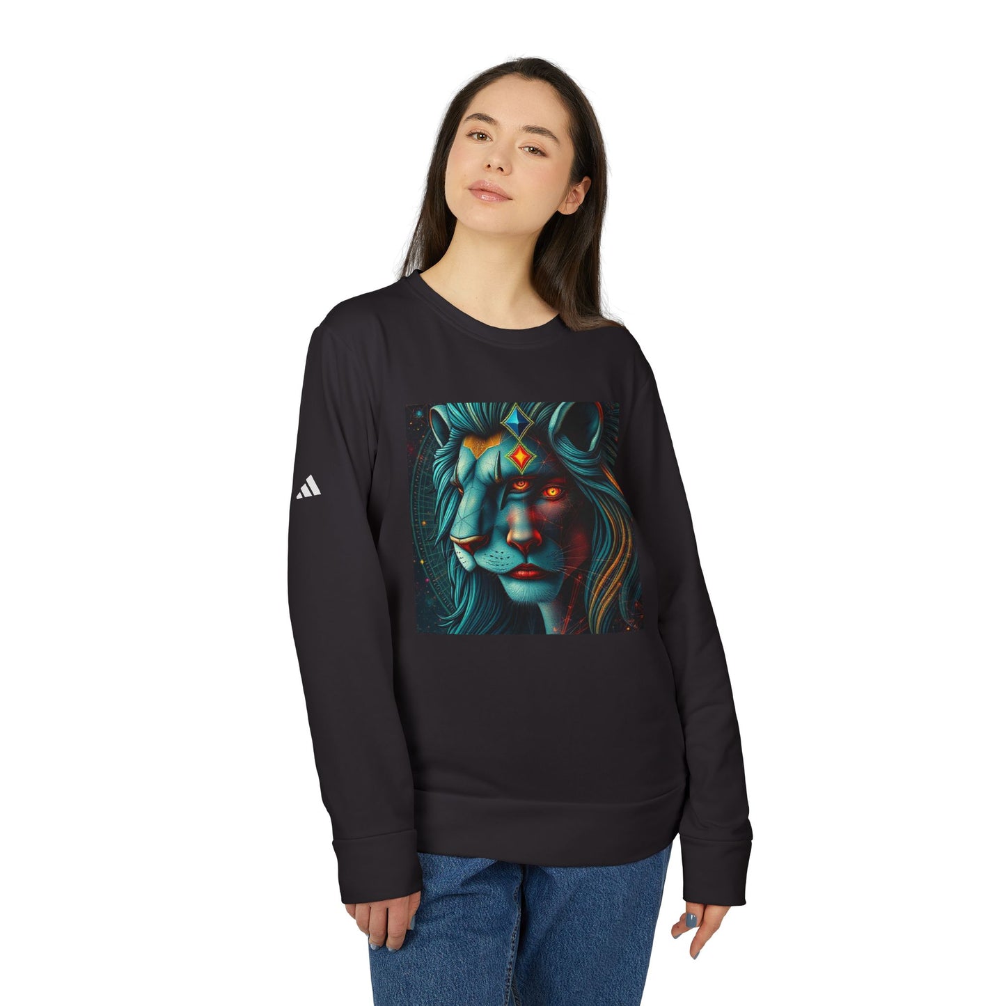 Adidas, Unisex Fleece Crewneck Sweatshirt, Leo, Pop Art, Zodiac