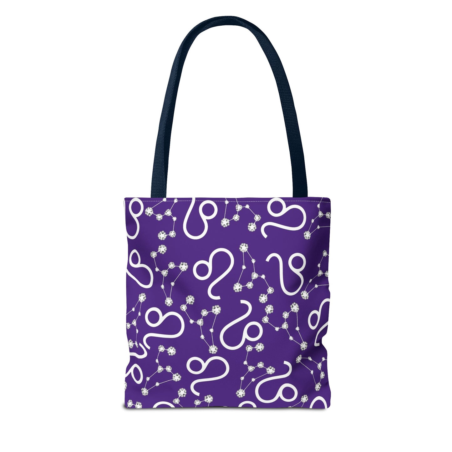 Tote Bag, Leo Zodiac Sign, AOP, (Purple, White)