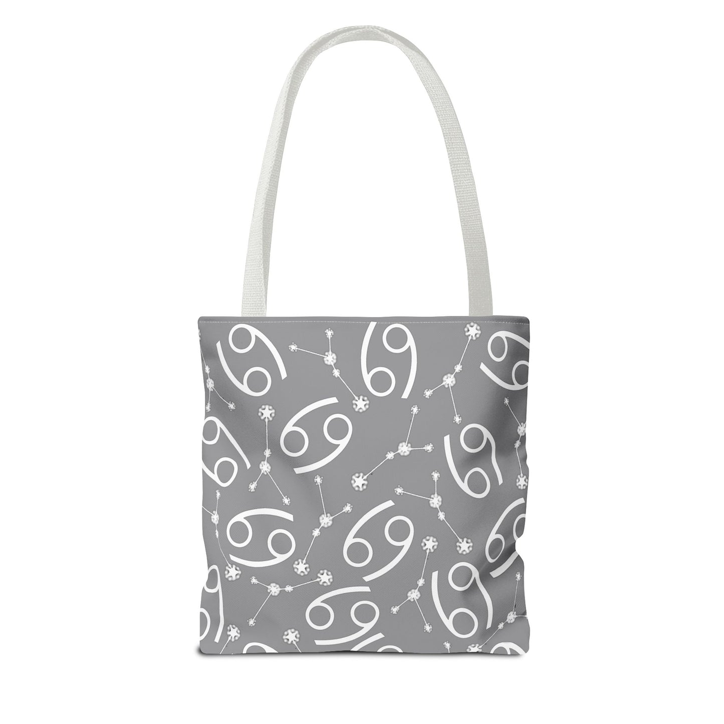Tote Bag, Cancer Zodiac Sign, AOP, (Grey, White)
