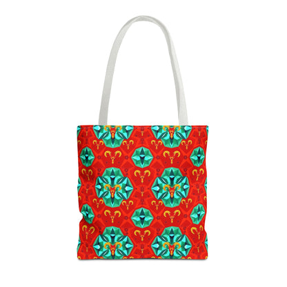 Tote Bag (AOP), Aries, Zodiac v1, Jewel Pattern