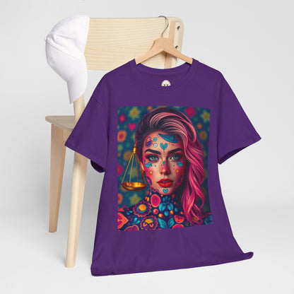Unisex Heavy Cotton T-Shirt, Libra, Zodiac v2, Sexy Art