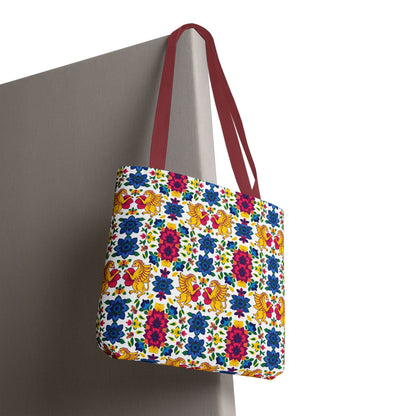 Tote Bag, (AOP), Gemini, Zodiac v6, Flower Pattern