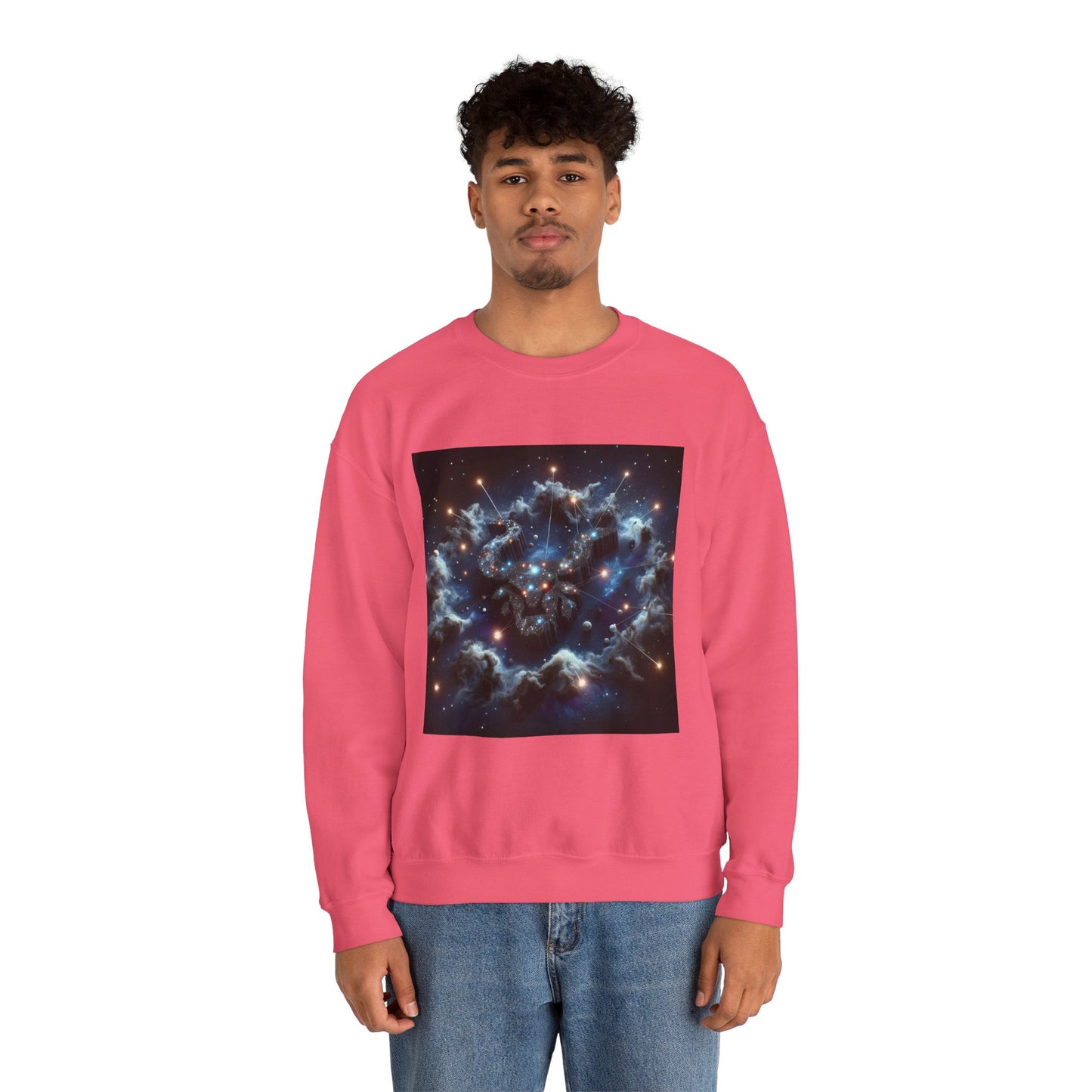 Unisex Heavy Blend™ Crewneck Sweatshirt, Space Bullhead, Taurus Zodiac Design