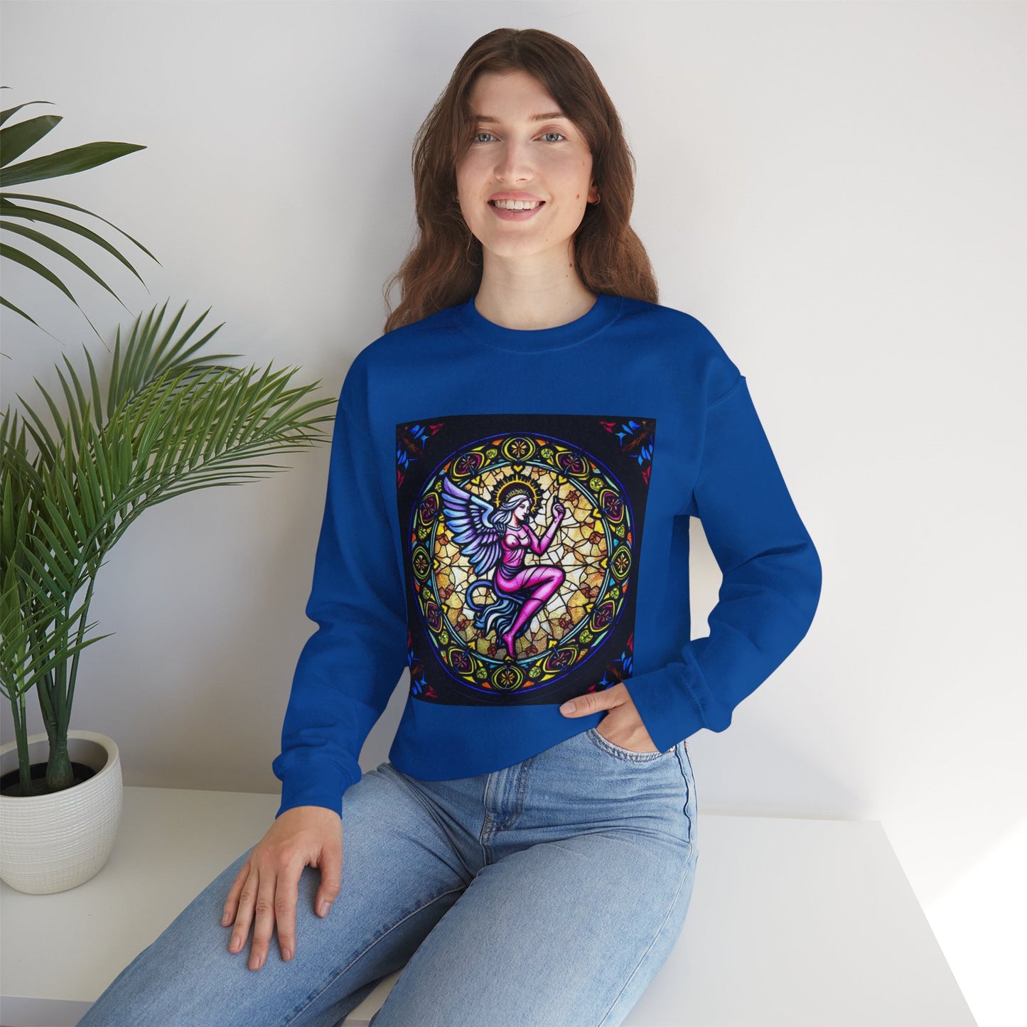 Unisex Heavy Blend™ Crewneck Sweatshirt, Glass 1, Virgo Zodiac Design