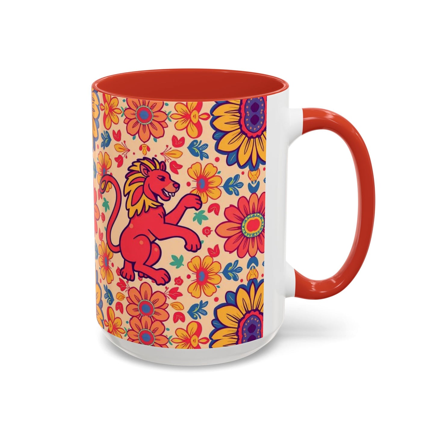 Accent Coffee Mug, Leo, Zodiac, Flower Pattern, (11, 15oz)