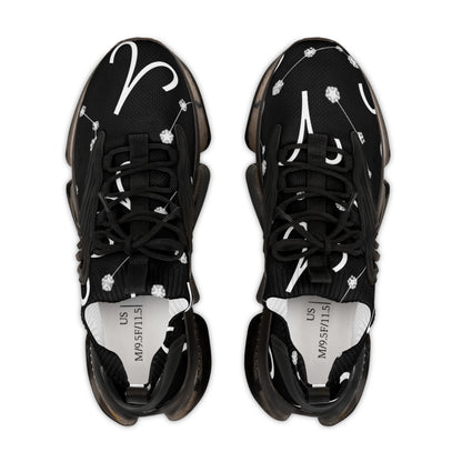 Men's Mesh Sneakers, Aries Zodiac Sign, AOP, Black