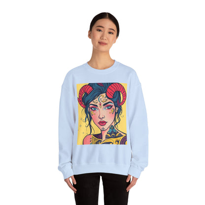 Unisex Heavy Blend™ Crewneck Sweatshirt, Aries, Zodiac v2, Sexy Pattern