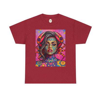 Unisex Heavy Cotton T-Shirt, Cancer, Zodiac v3, Sexy Art