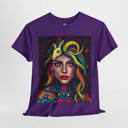 Unisex Heavy Cotton T-Shirt, Capricorn, Zodiac v2, Sexy Art