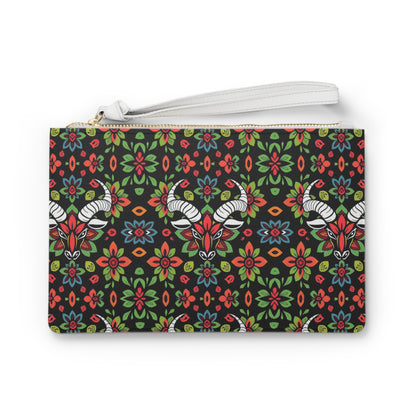 Clutch Bag, Taurus, Zodiac v3, Flower Pattern
