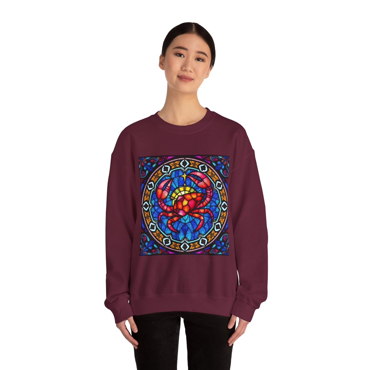 Unisex Heavy Blend™ Crewneck Sweatshirt, Glass 1, Cancer Zodiac Design