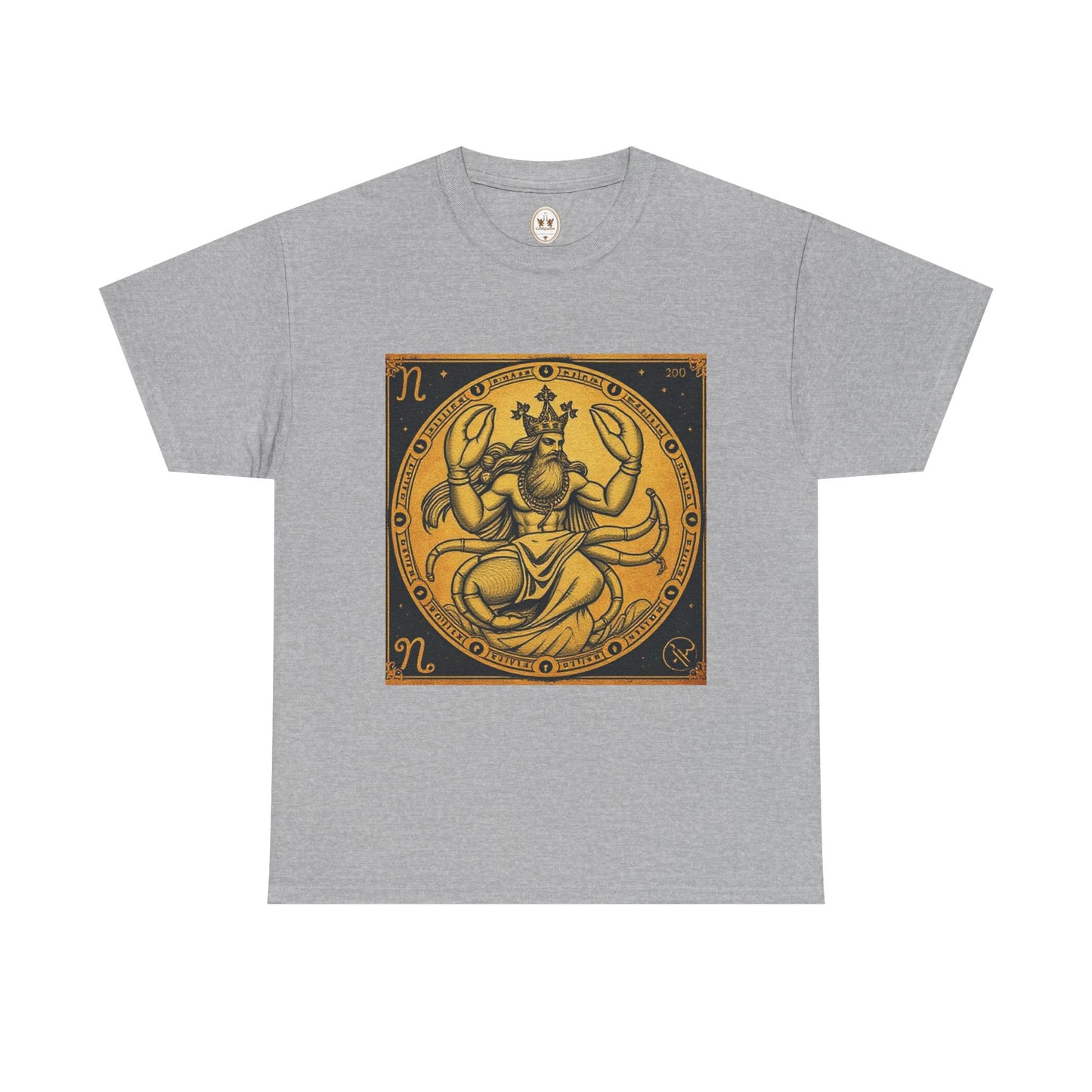 Unisex Heavy Cotton T-Shirt, Crab King, Cancer Zodiac Design