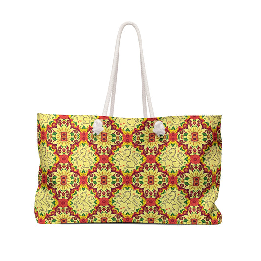 Weekender Bag, Virgo, Zodiac v4, Flower Pattern