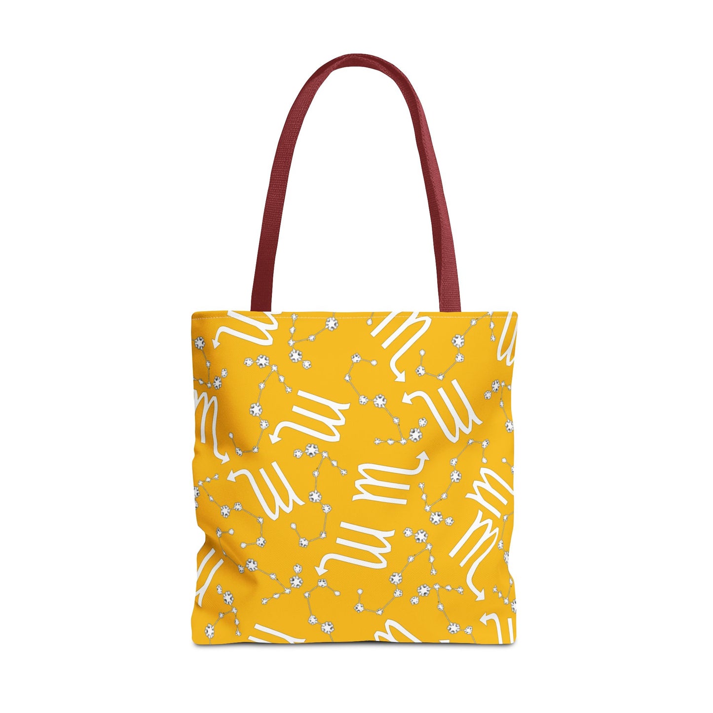 Tote Bag, Scorpio Zodiac Sign, AOP, (Yellow, White)