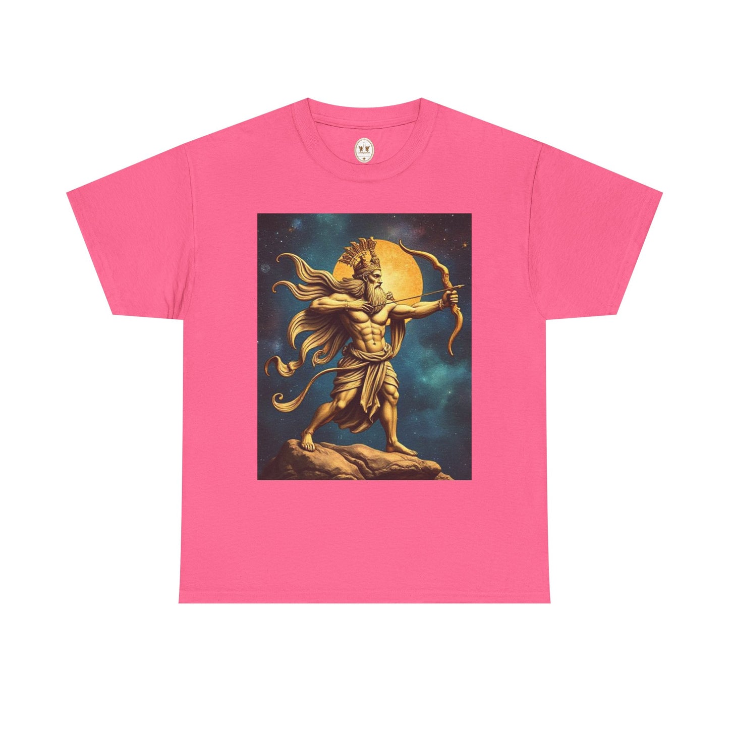 Unisex Heavy Cotton T-Shirt, Midnight Arrow v1, Sagittarius Zodiac Design