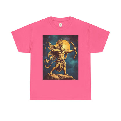 Unisex Heavy Cotton T-Shirt, Midnight Arrow v1, Sagittarius Zodiac Design