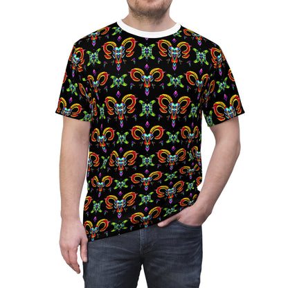 Unisex Cut & Sew T-Shirt, (AOP), Aries, Zodiac, Jewels Pattern