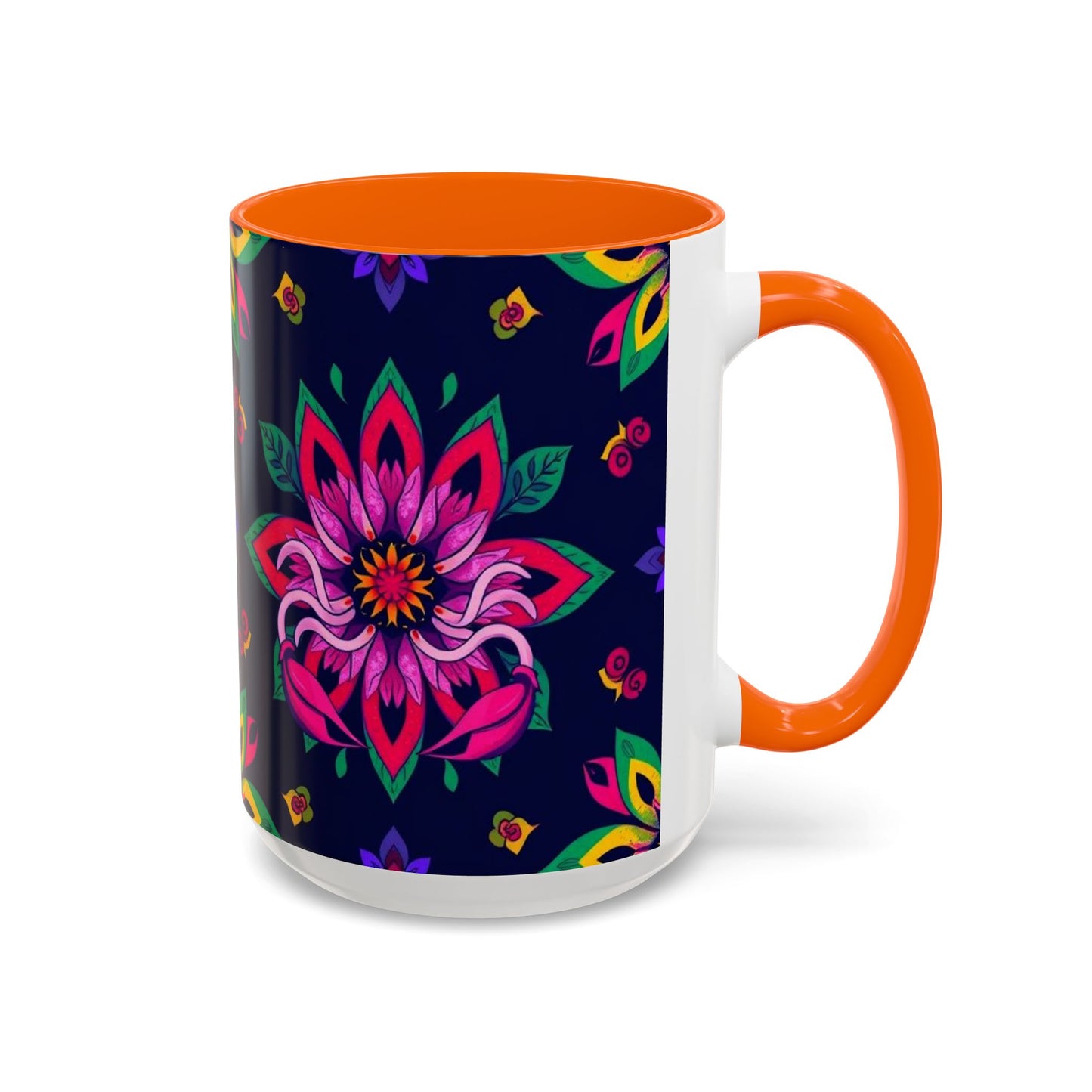 Accent Coffee Mug, Scorpio, Zodiac v4. Flower Pattern, (11, 15oz)