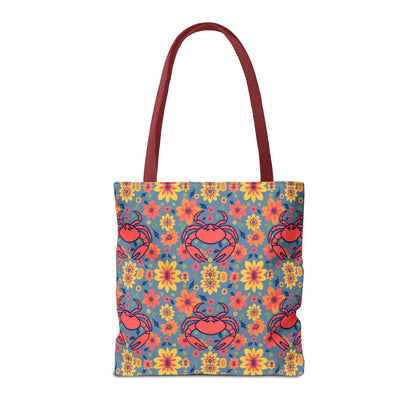 Tote Bag, (AOP), Cancer, Zodiac v3, Flower Pattern