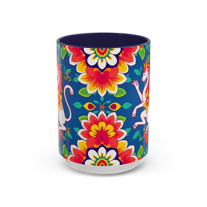 Accent Coffee Mug, Virgo, Zodiac v3. Flower Pattern, (11, 15oz)