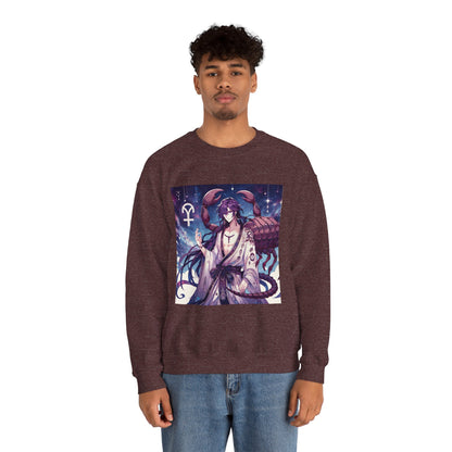 Unisex Heavy Blend™ Crewneck Sweatshirt, Scorpio Zodiac Design, purple scorpion anime