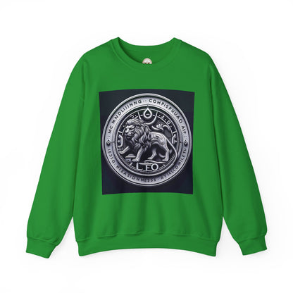 Unisex Heavy Blend™ Crewneck Sweatshirt, Lion Coin, Leo Zodiac Design