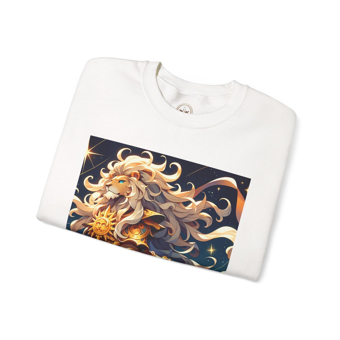 Unisex Heavy Blend™ Crewneck Sweatshirt,Cool Lion with White Hair, Leo Zodiac Design
