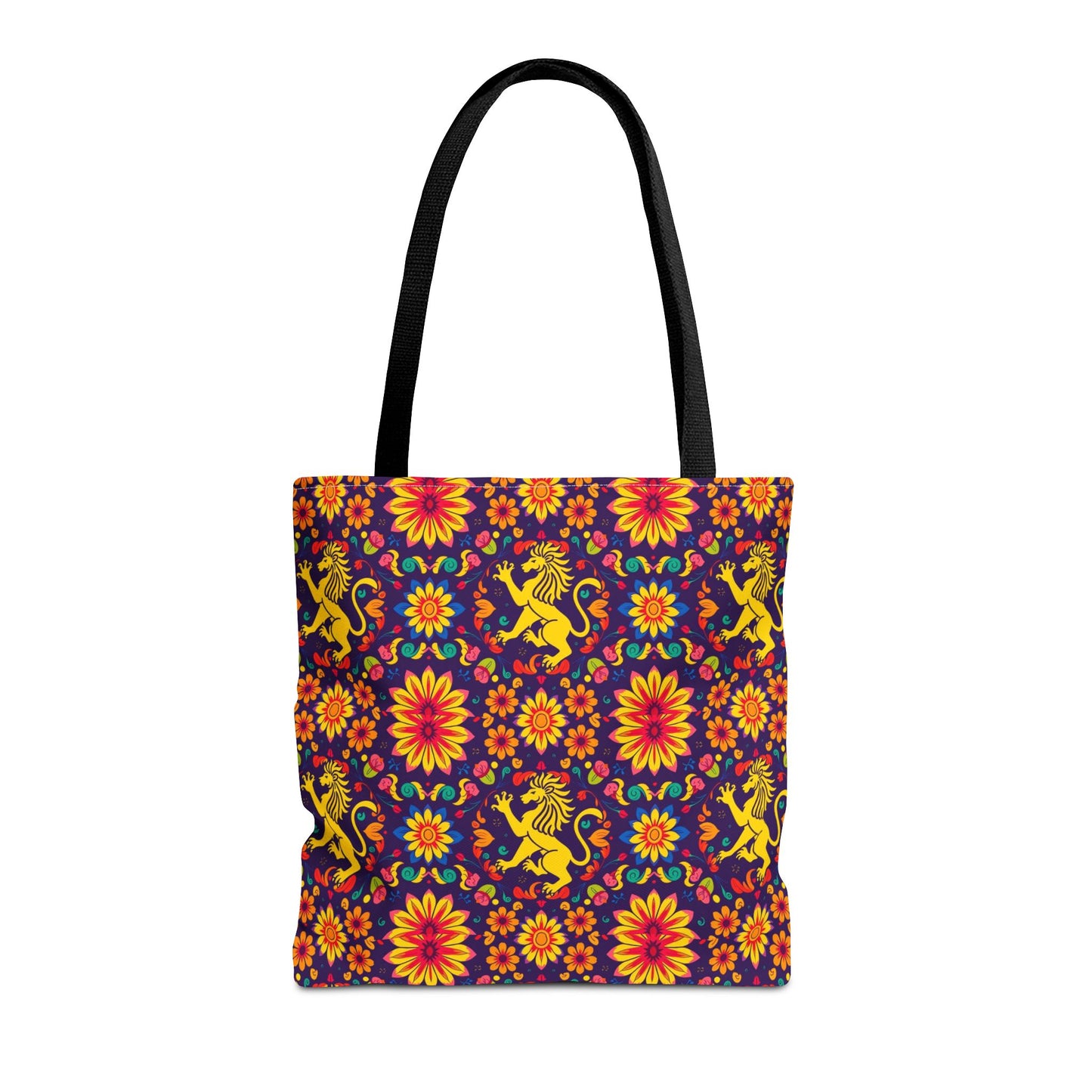 Tote Bag, (AOP), Leo, Zodiac v6, Flower Pattern