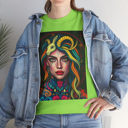 Unisex Heavy Cotton T-Shirt, Capricorn, Zodiac v2, Sexy Art