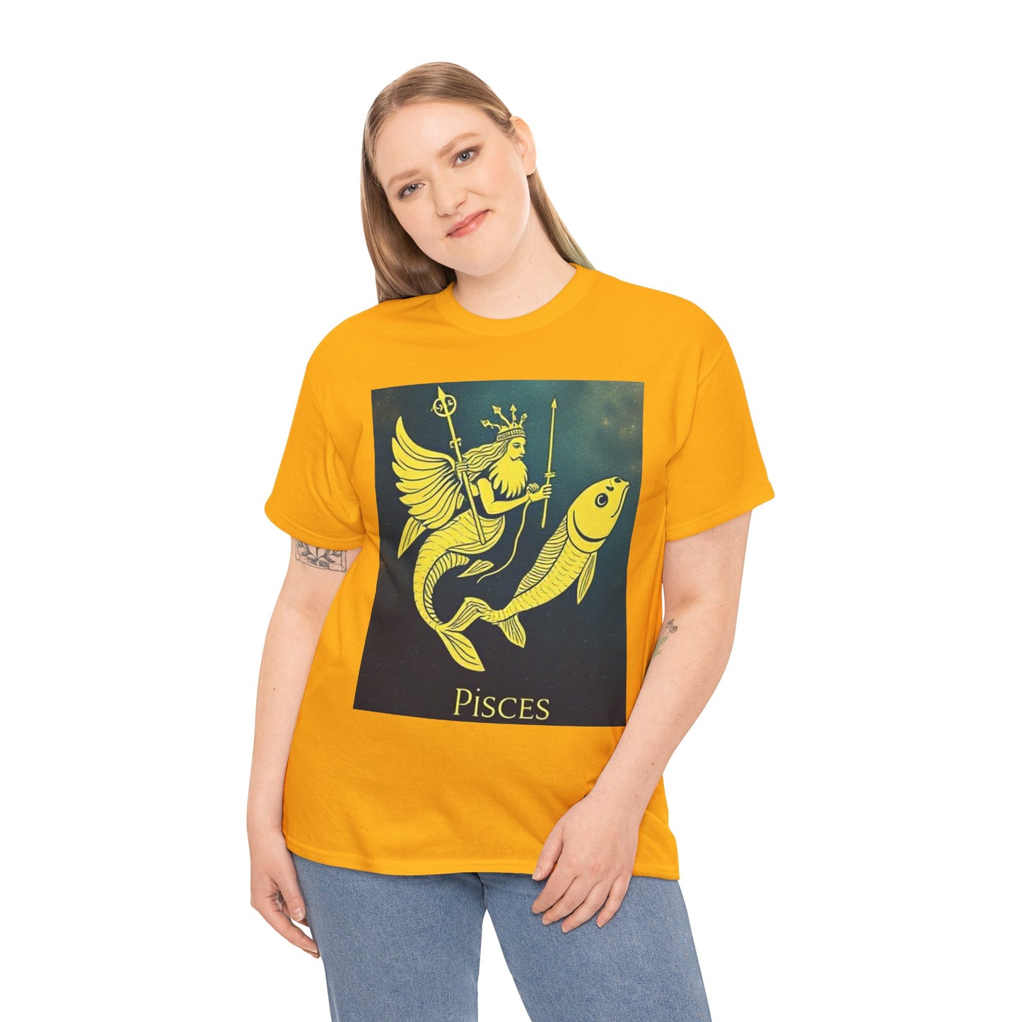 Unisex Heavy Cotton T-Shirt, Pisces Queen, Zodiac Design