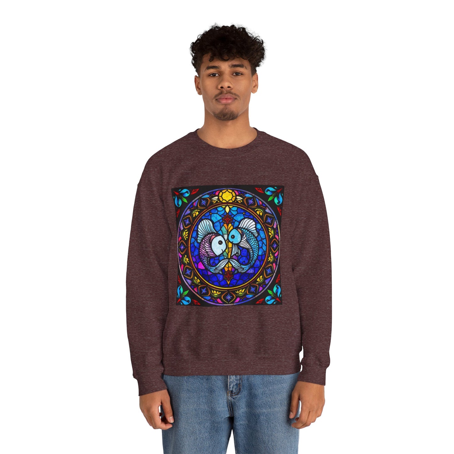 Unisex Heavy Blend™ Crewneck Sweatshirt, Glass, Pisces Zodiac Design