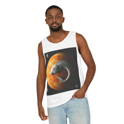 Unisex Garment-Dyed, Tank Top, Pisces Design, Space Animal, 100% US cotton