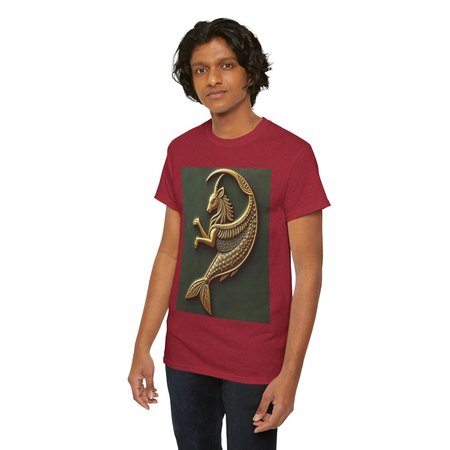 Unisex Heavy Cotton T-Shirt, Capricorn Animal v1, Symbol, Zodiac Design