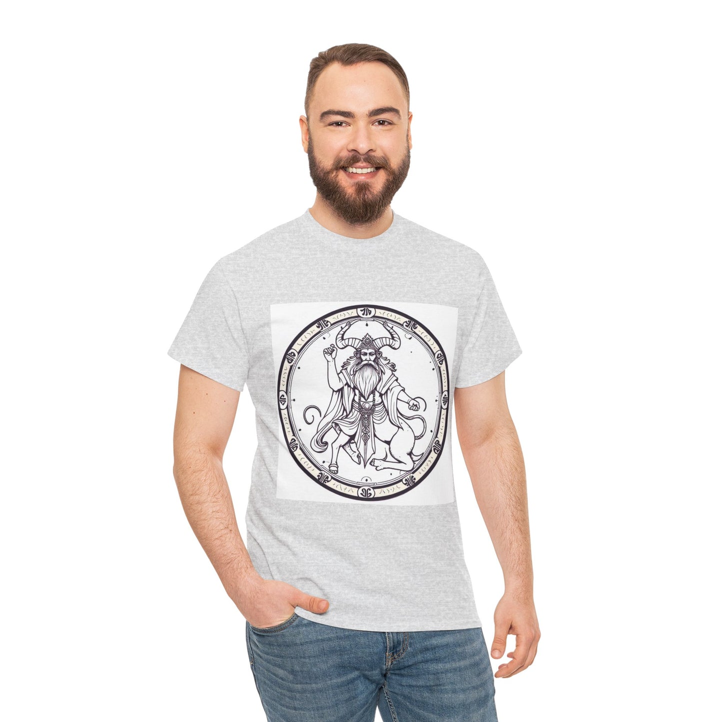 Unisex Heavy Cotton T-Shirt, Bull Centaur v1, Taurus Zodiac Design